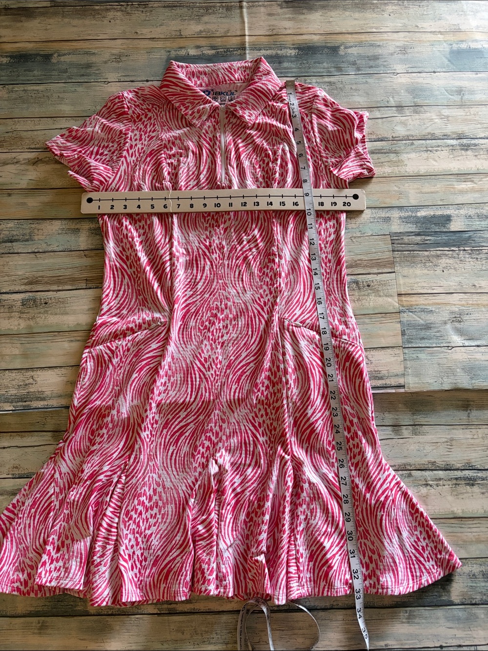 IBKUL Women's Alena Print Short Sleeve Godet Golf Dress Size S - Picture 6 of 6